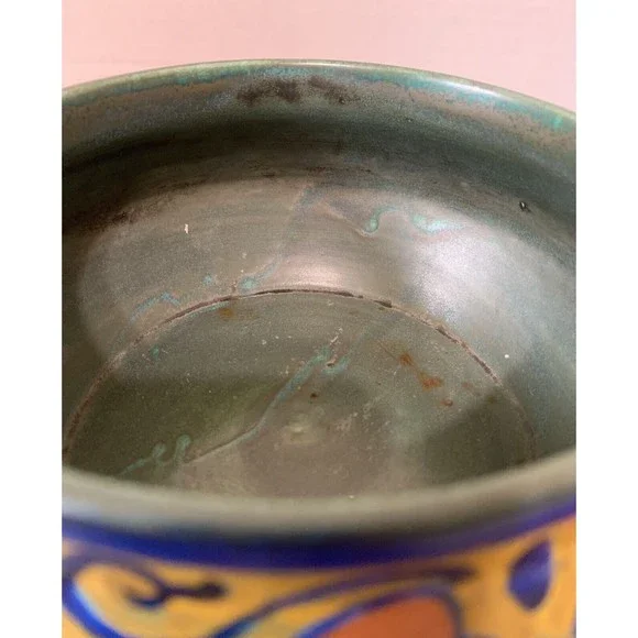 Vtg 1924 Gouda Holland "Beek" Signed Handpainted Pottery Bowl Planter 7" x 3.5" - Picture 4 of 10